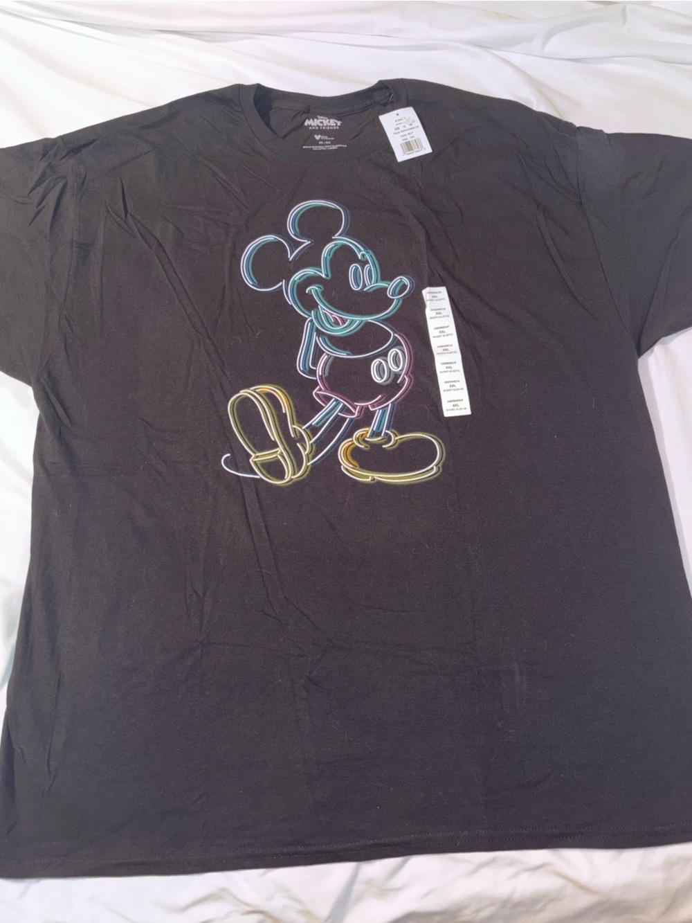 Disney Adult Tshirt Neon-outlined Mickey NWT XXL